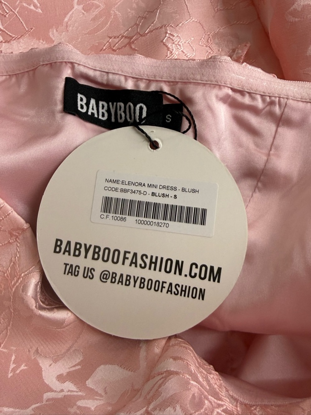 NWT BABYBOO Fashion Elenora Floral Jacquard Mini Dress Blush S (no big ribbon) - Picture 8 of 12